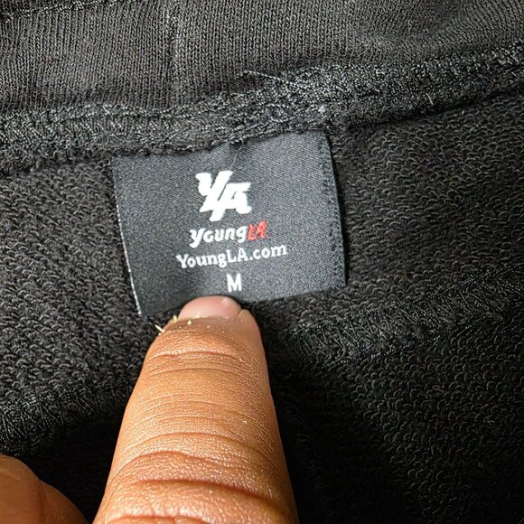 YoungLA Mens Medium Black Joggers Sweatpants Lightweight Comfortable Casual - Picture 5 of 11